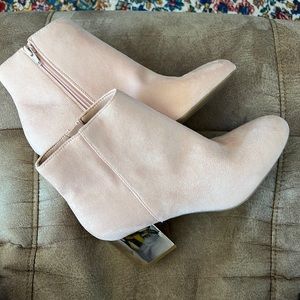 Aldo Pink Suede Zip Up Boots with Metal Heels Size 8.5